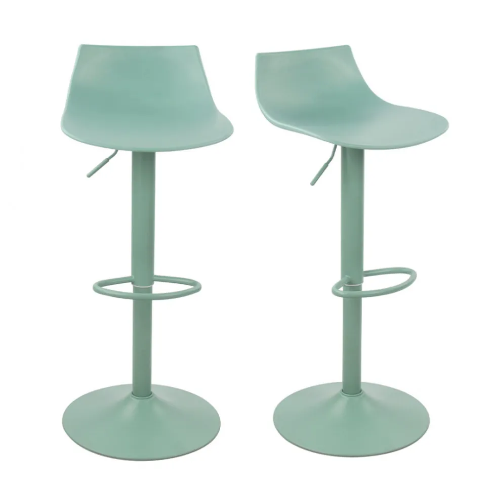 HERIBO Lot de 2 chaises de bar réglables en plastique et métal H58-79cm
