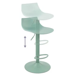 HERIBO Lot de 2 chaises de bar réglables en plastique et métal H58-79cm