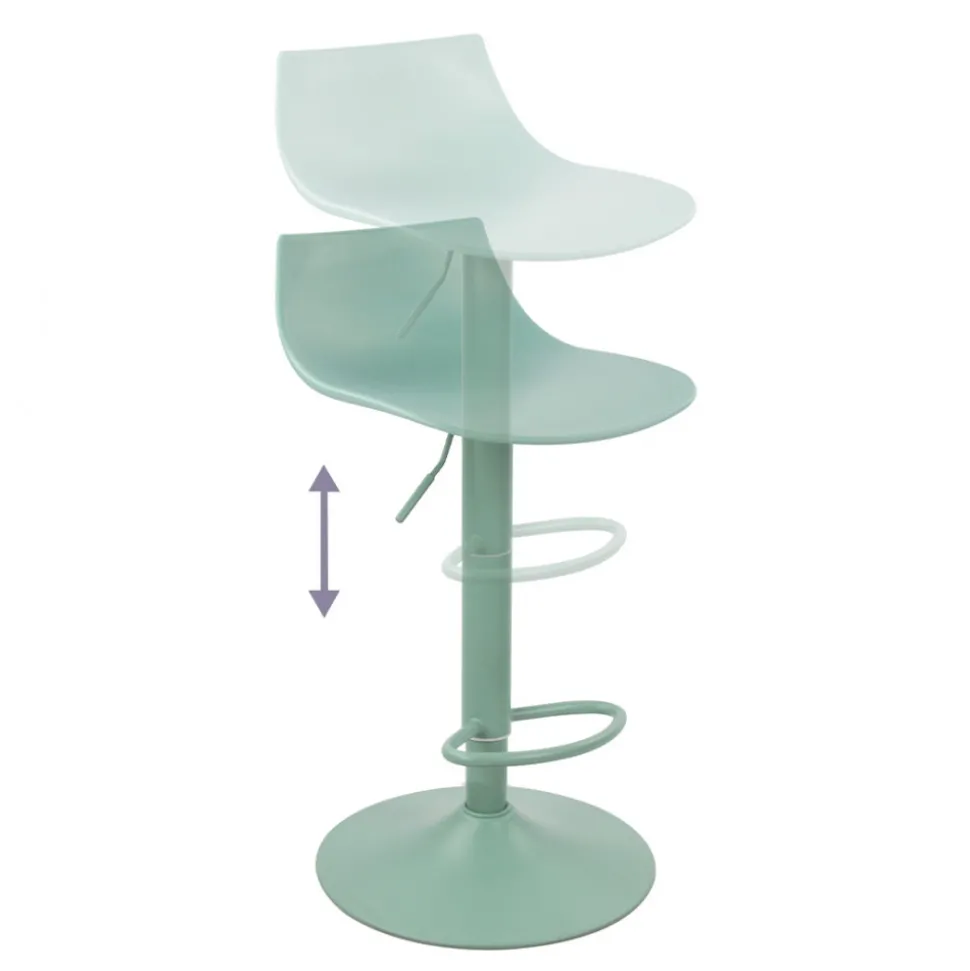 HERIBO Lot de 2 chaises de bar réglables en plastique et métal H58-79cm