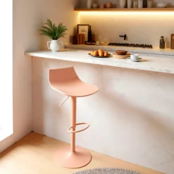 HERIBO Lot de 2 chaises de bar réglables en plastique et métal H58-79cm