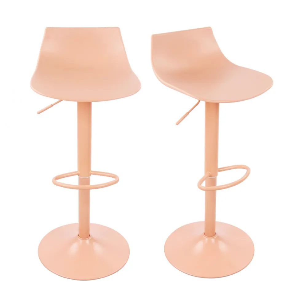 HERIBO Lot de 2 chaises de bar réglables en plastique et métal H58-79cm