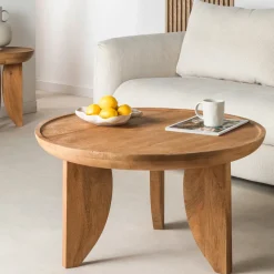 JEPARA Table basse ronde en bois massif ø84cm