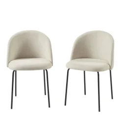 JILL Lot de 2 chaises en tissu et métal