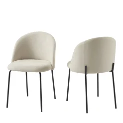 JILL Lot de 2 chaises en tissu et métal