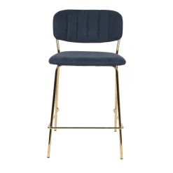 JOLIEN Lot de 2 tabourets de bar en tissu avec pieds dorés