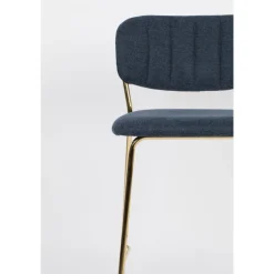 JOLIEN Lot de 2 tabourets de bar en tissu avec pieds dorés