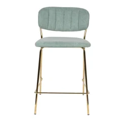 JOLIEN Lot de 2 tabourets de bar en tissu avec pieds dorés