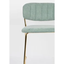 JOLIEN Lot de 2 tabourets de bar en tissu avec pieds dorés