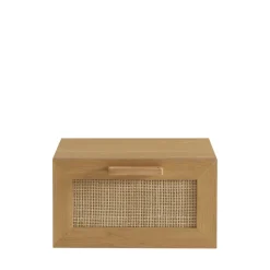 JUNE Lot de 2 tables de chevet murales avec rangement en bois et cannage