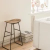 KABAYAN Tabouret de bar en teck recyclé et métal H65cm
