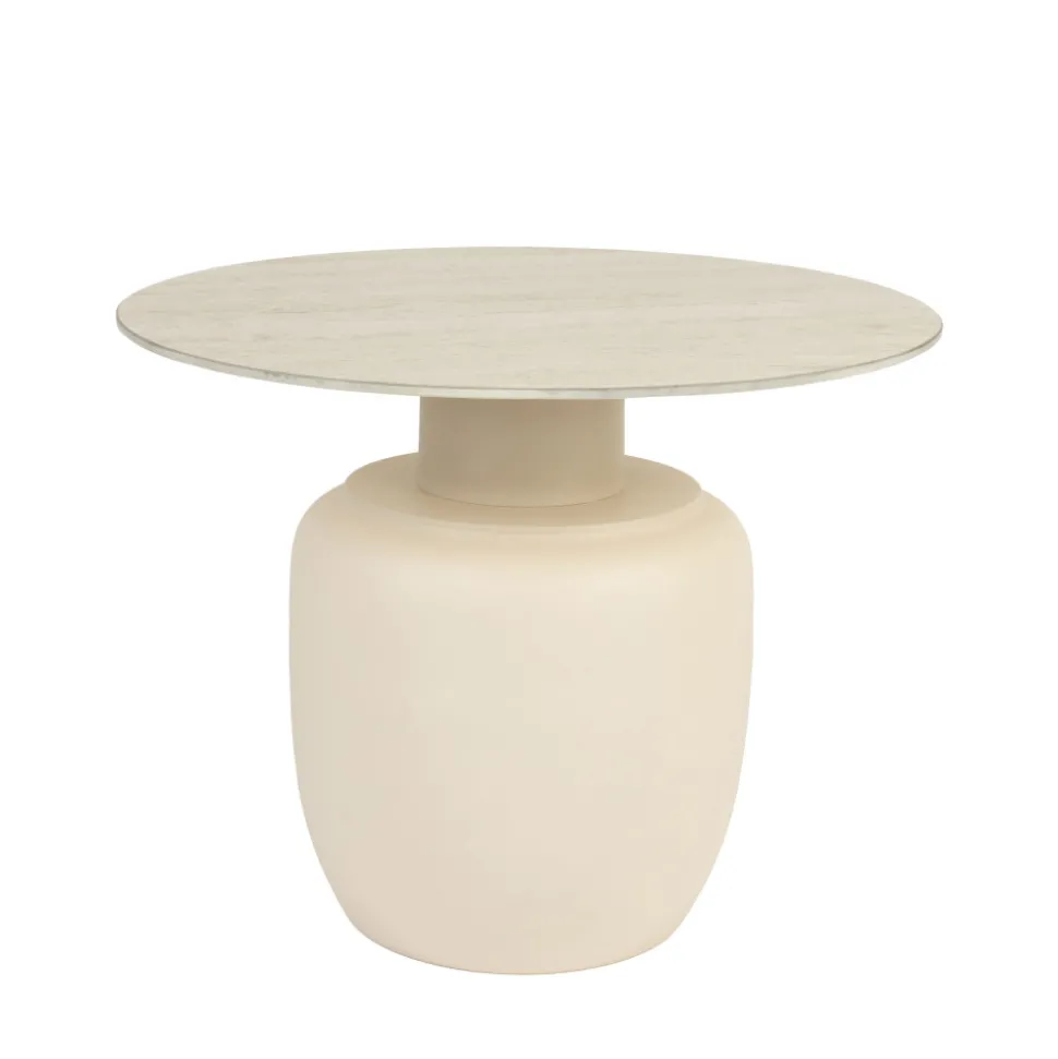 KARULA Table basse ronde effet travertin ø60cm