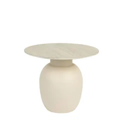 KARULA Table d'appoint ronde effet travertin ø50cm