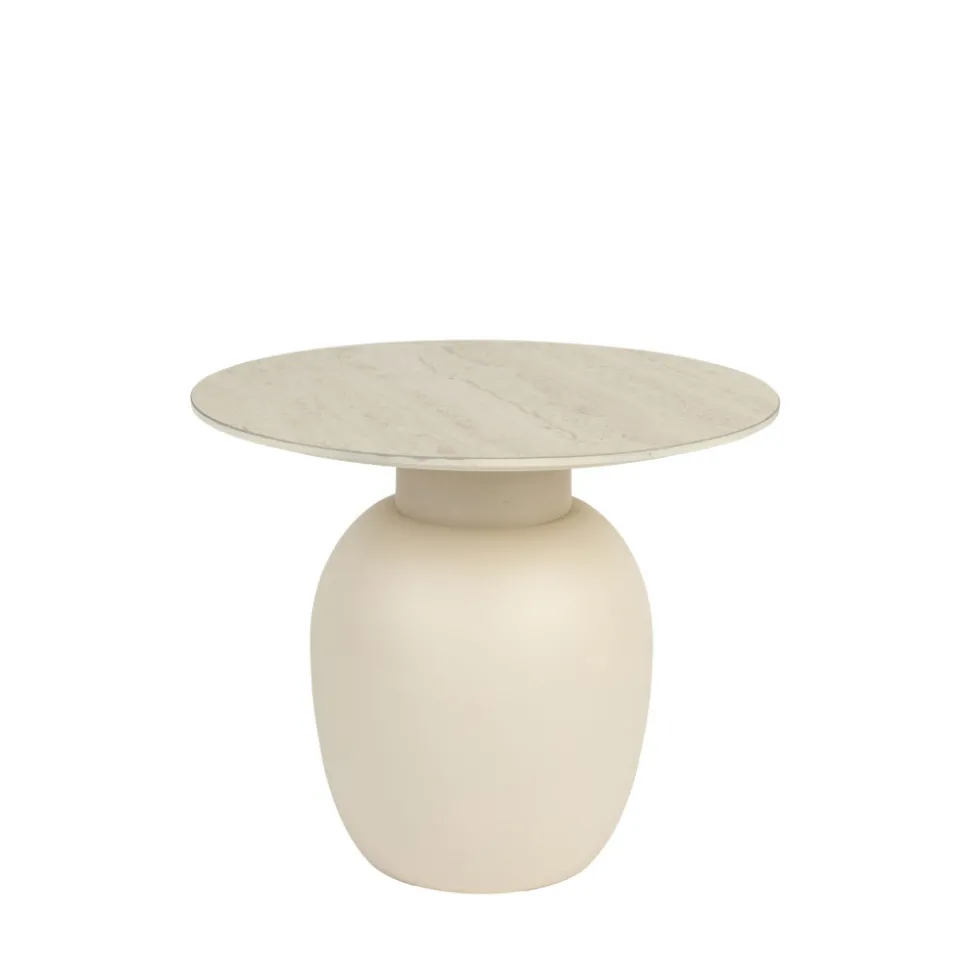KARULA Table d'appoint ronde effet travertin ø50cm