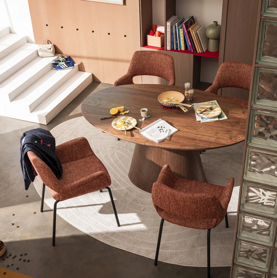 KENDY Lot de 2 fauteuils de table en tissu et métal