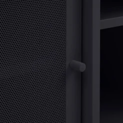KISO Meuble TV 2 portes, 2 niches en métal L160cm