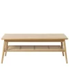 KIYO Table basse en bois et cannage 120x60cm