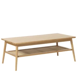 KIYO Table basse en bois et cannage 120x60cm