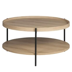 KORRO Table basse ronde en bois et métal ø80cm