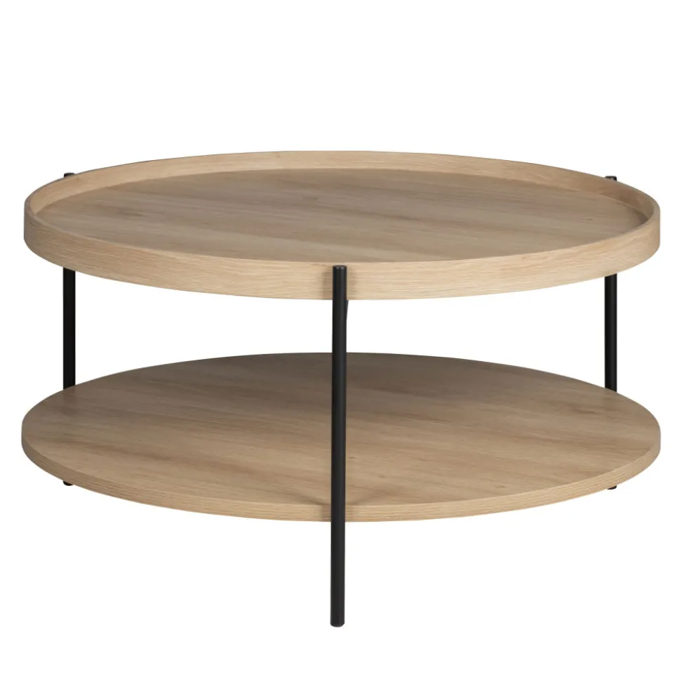 KORRO Table basse ronde en bois et métal ø80cm