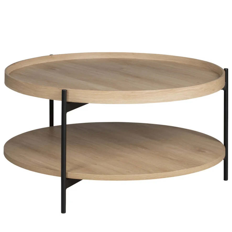 KORRO Table basse ronde en bois et métal ø80cm