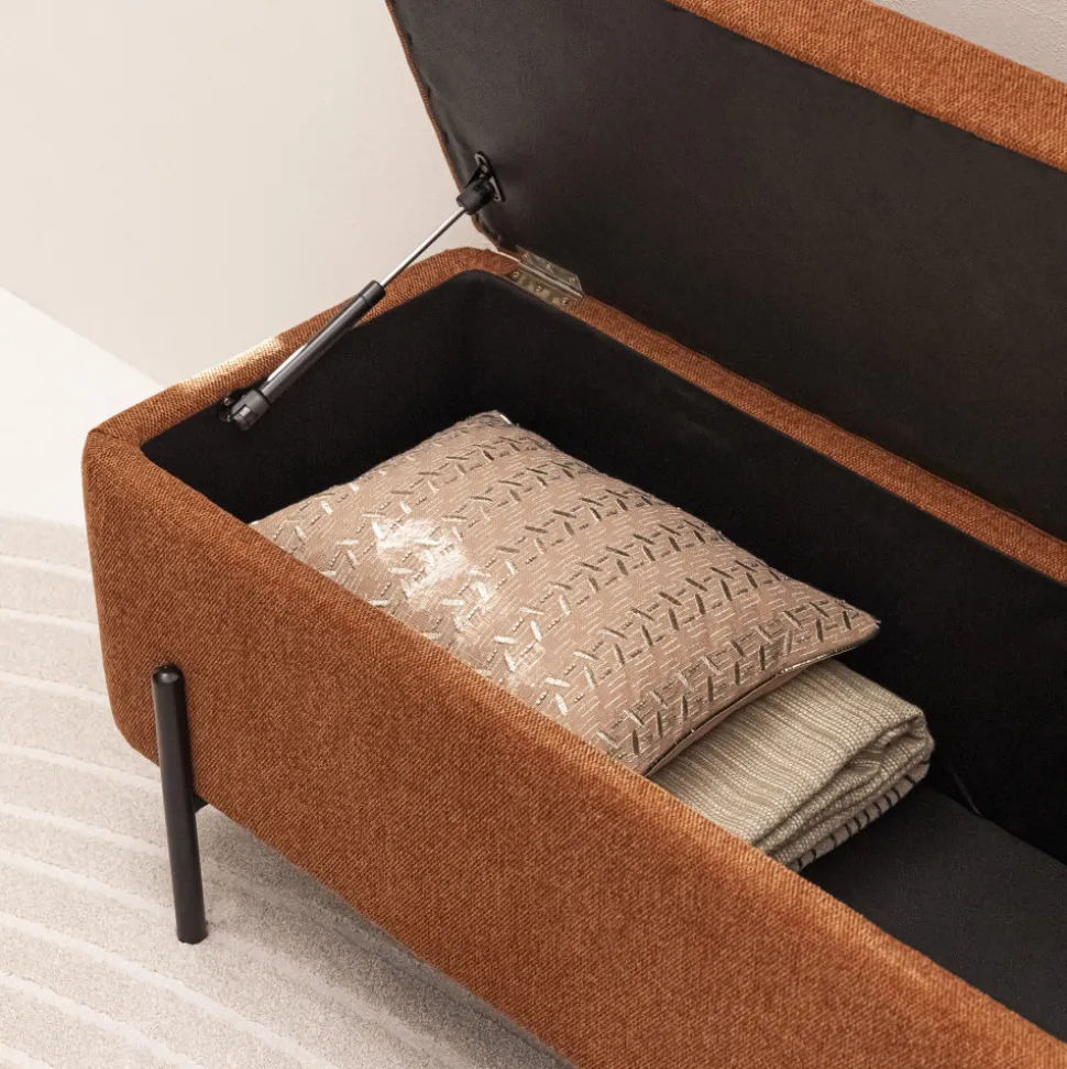 KOS Banc coffre en tissu et métal L100cm