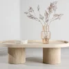 KRILLE Table basse ovale effet travertin 120x60cm