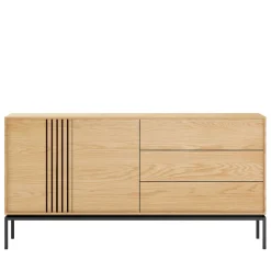 KROKOM Buffet 2 portes 3 tiroirs en bois et métal L180cm
