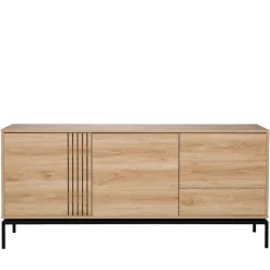 KROKOM Buffet 2 portes 3 tiroirs en bois et métal L180cm