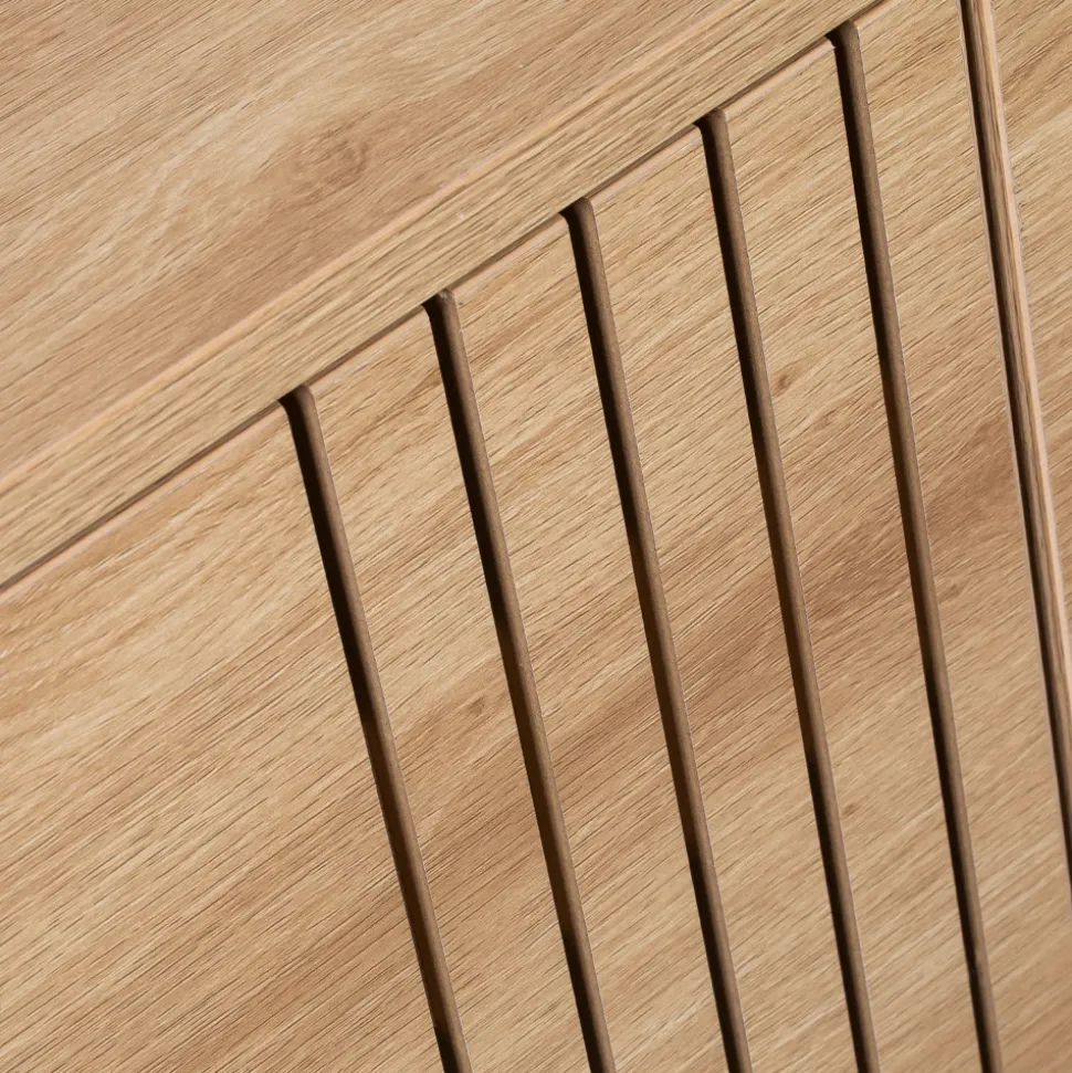 KROKOM Buffet 2 portes 3 tiroirs en bois et métal L180cm