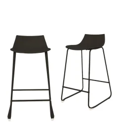 LAMER Lot de 4 chaises de bar en plastique et métal H66cm