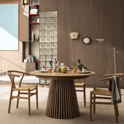 LEA Table à manger extensible 4 à 8 personnes en bois ø120-200x120cm