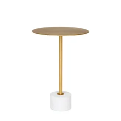 LECCO Table d'appoint en effet laiton et marbre ø41cm