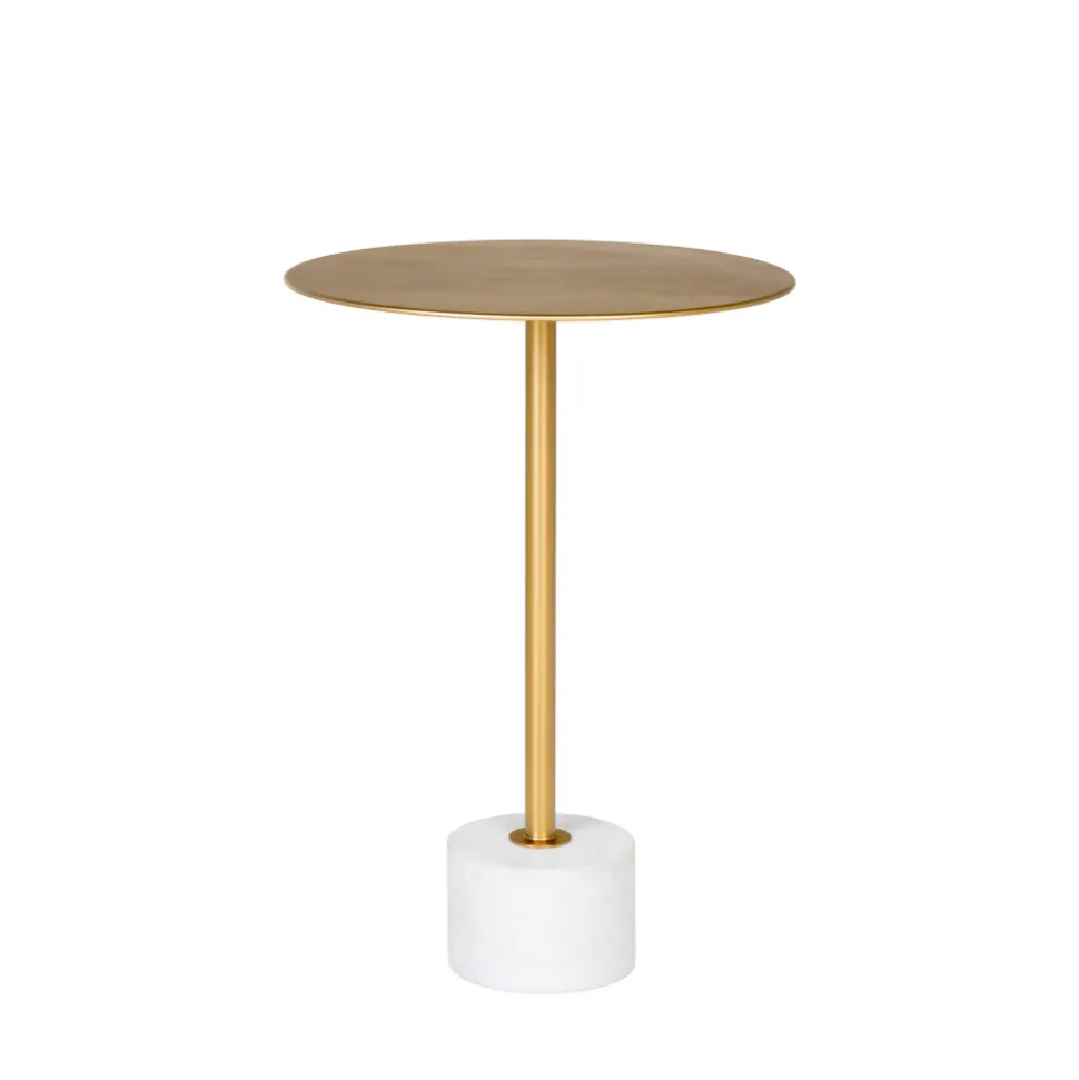 LECCO Table d'appoint en effet laiton et marbre ø41cm