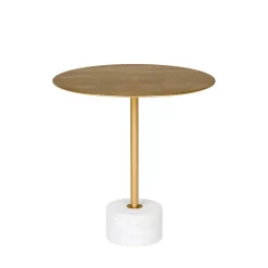 LECCO Table d'appoint en effet laiton et marbre ø51cm
