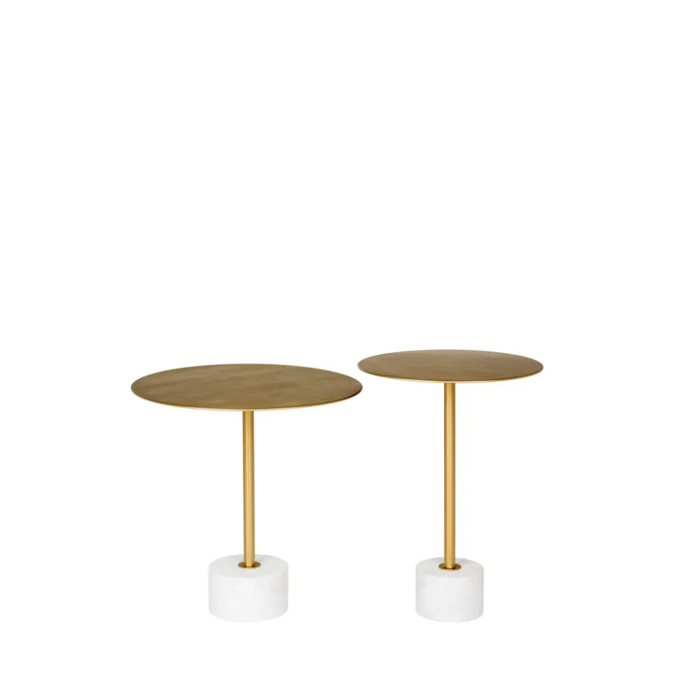 LECCO Table d'appoint en effet laiton et marbre ø51cm