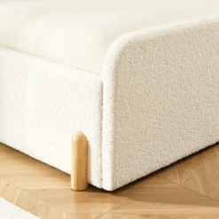 LEONA Lit enfant en tissu bouclette 90x190cm