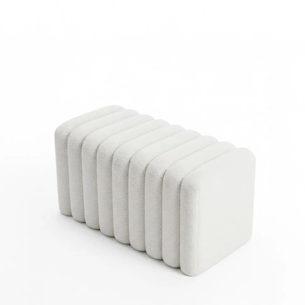 LETO Banc rembourré en tissu bouclette L79cm