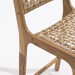 LEXIA Lot de 2 tabourets de bar intérieur/extérieur en bois d'acacia et résine tressée H66cm