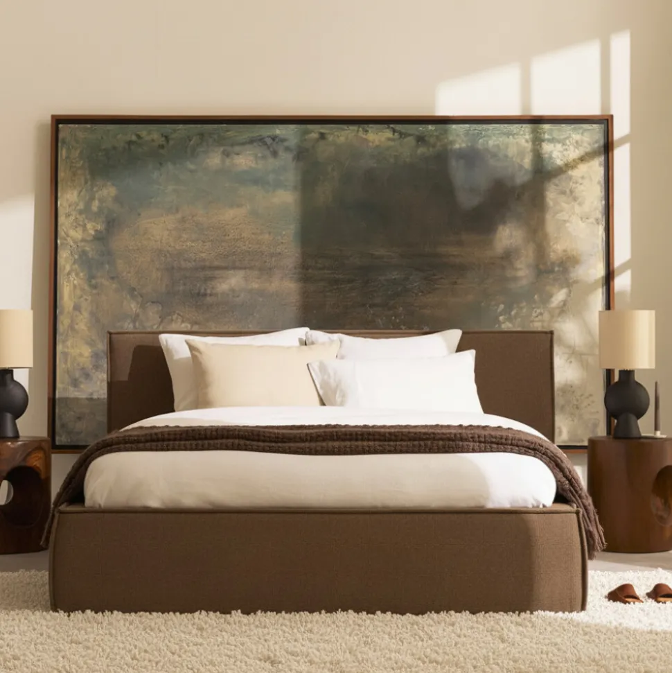 LIBERIA Lit coffre en tissu chenille 160x200cm