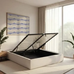LIBERIO Lit coffre en tissu 140x190cm
