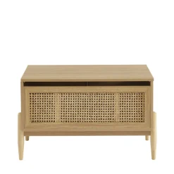 LILOU Coffre de rangement enfant en bois et cannage L74cm