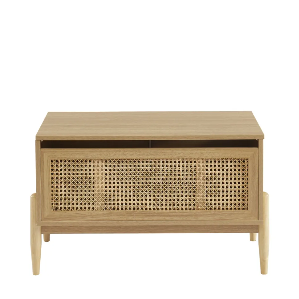 LILOU Coffre de rangement enfant en bois et cannage L74cm