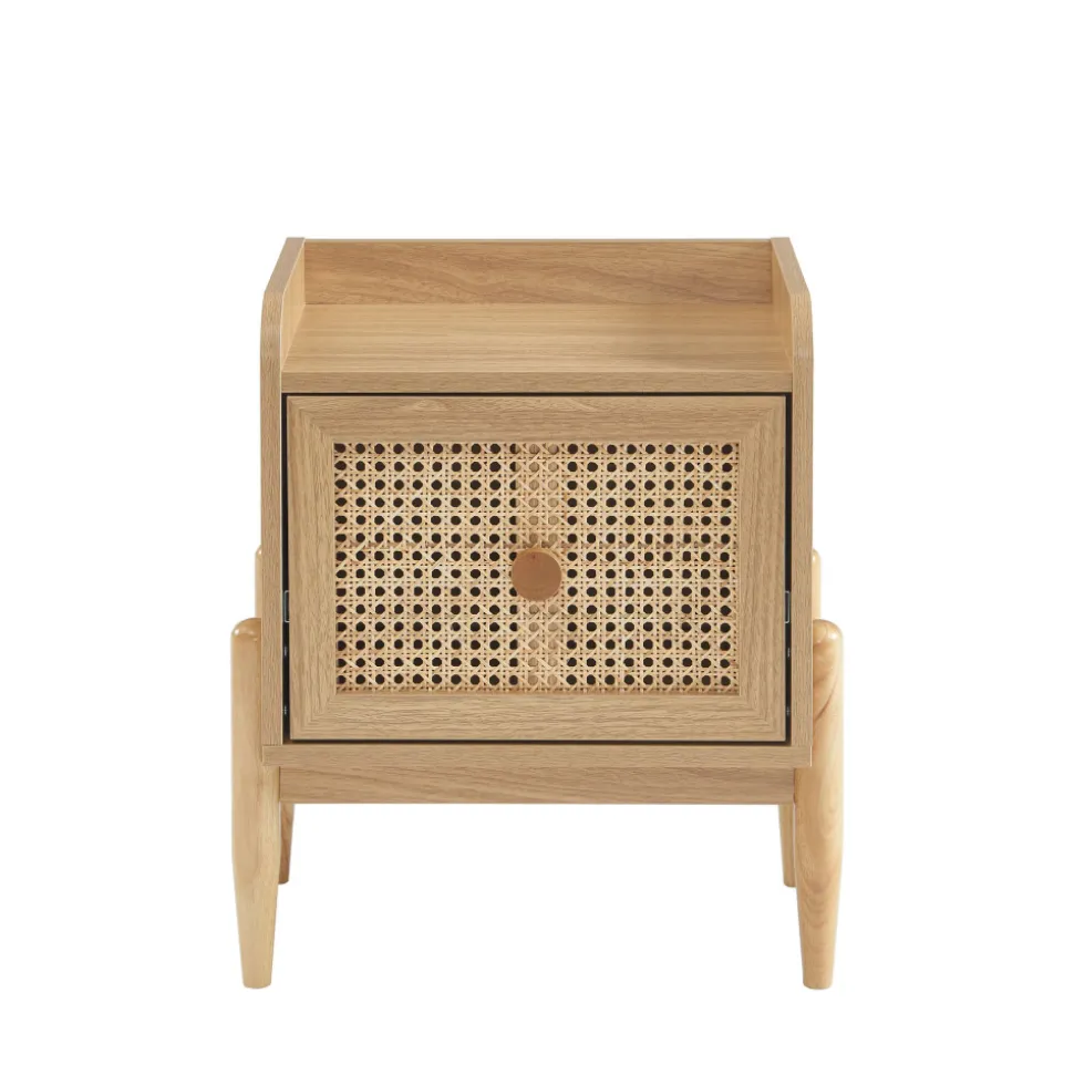 LILOU Table de chevet enfant 1 tiroir en bois et cannage