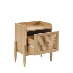 LILOU Table de chevet enfant 1 tiroir en bois et cannage