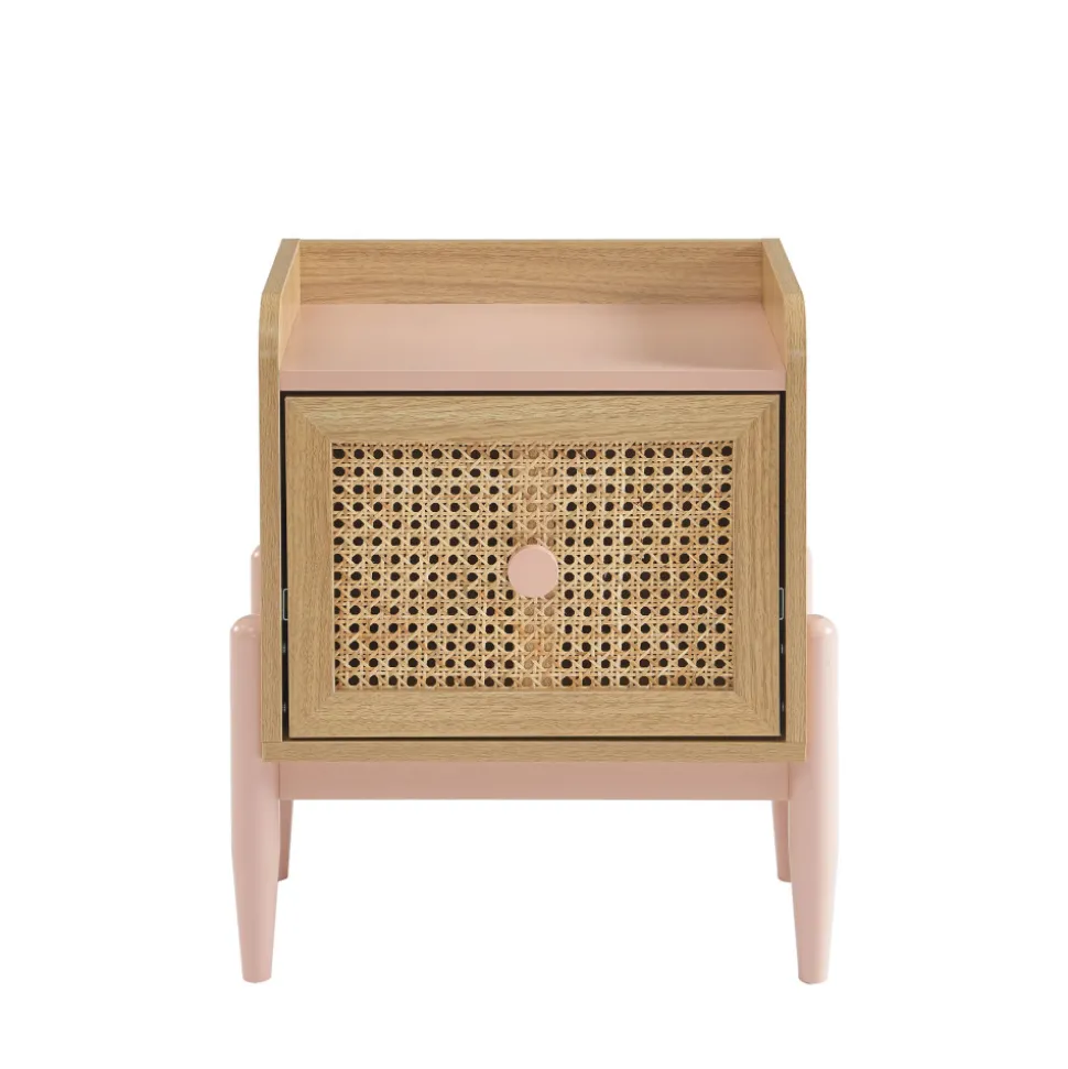 LILOU Table de chevet enfant 1 tiroir en bois et cannage