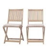 LINA Lot de 2 chaises pliantes de jardin en bois