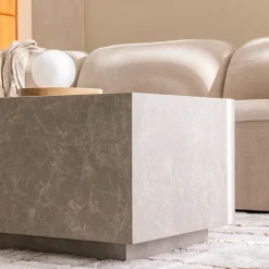 LIPANI Table basse effet marbre 90x50cm