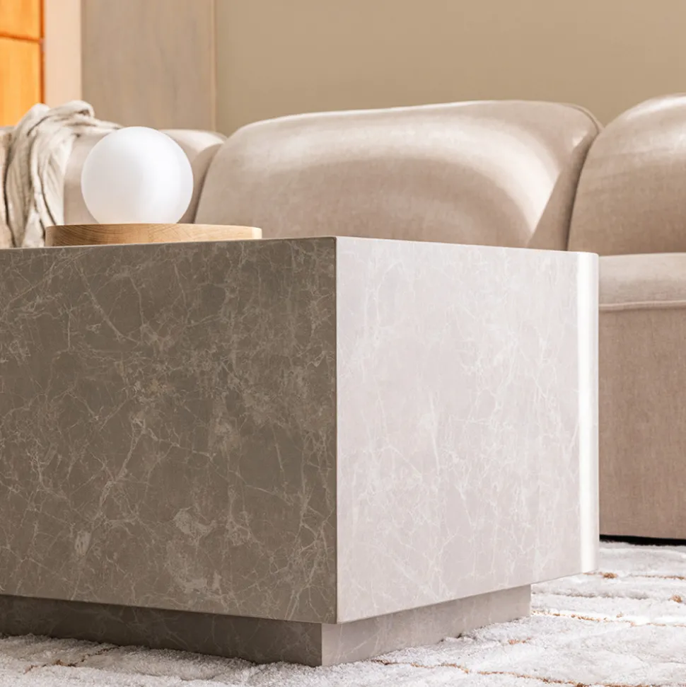 LIPANI Table basse effet marbre 90x50cm
