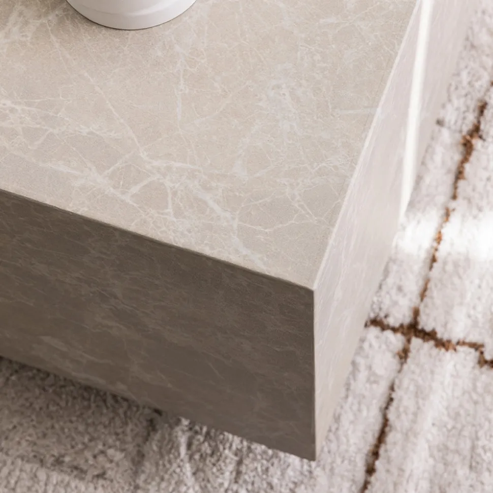 LIPANI Table d'appoint carrée effet marbre 40x40cm