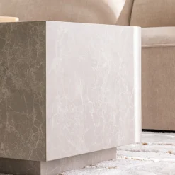 LIPANI Table d'appoint carrée effet marbre 40x40cm